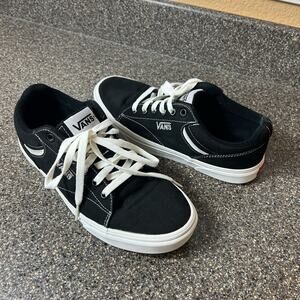 Vans Old Skool Mens Sz 8 Black Canvas Skate Sneaker Shoes Lace Up Low Top Padded